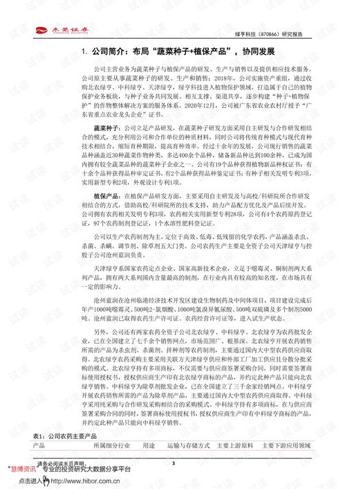 绿亨科技（870866）研究报告 蔬菜种子与植保产品协同发展，技术开发驱动高盈利能力